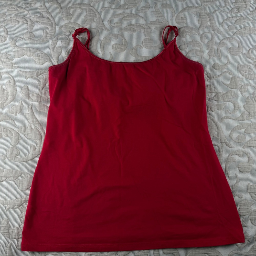 It's Red Cotton Blend Shelf Bra Camisole Adjustable Straps Size L